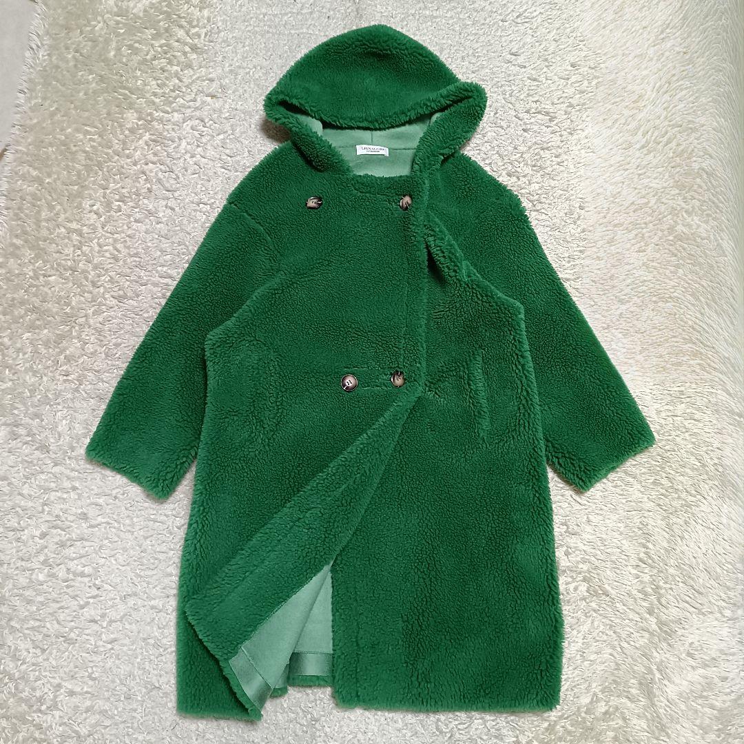 【現行品】美品✨️LIGNAGGIO リナージオ ウール混 フードボアコート 緑