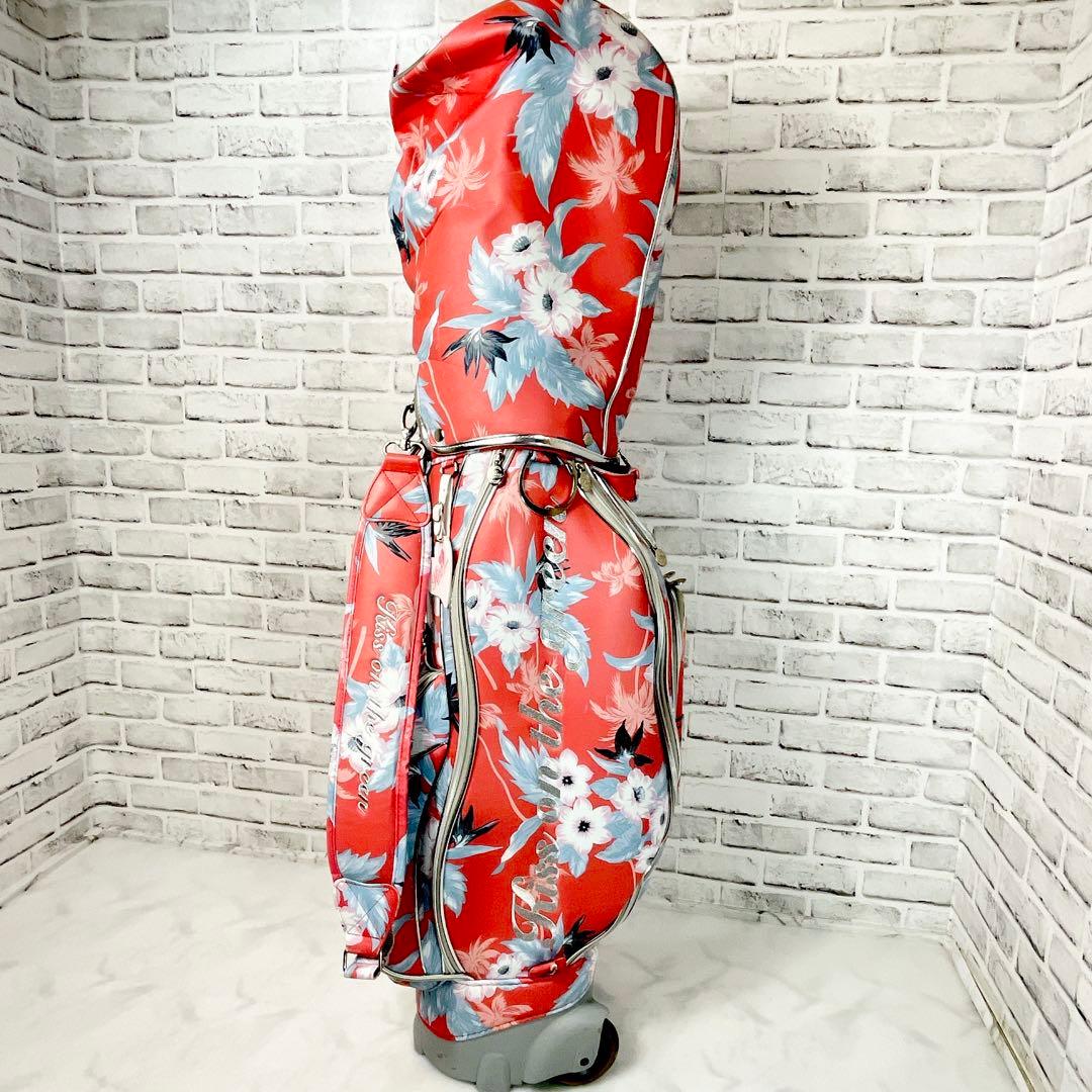 Kiss on the green キャディバッグ キャスター付き 花柄 ゴルフ
