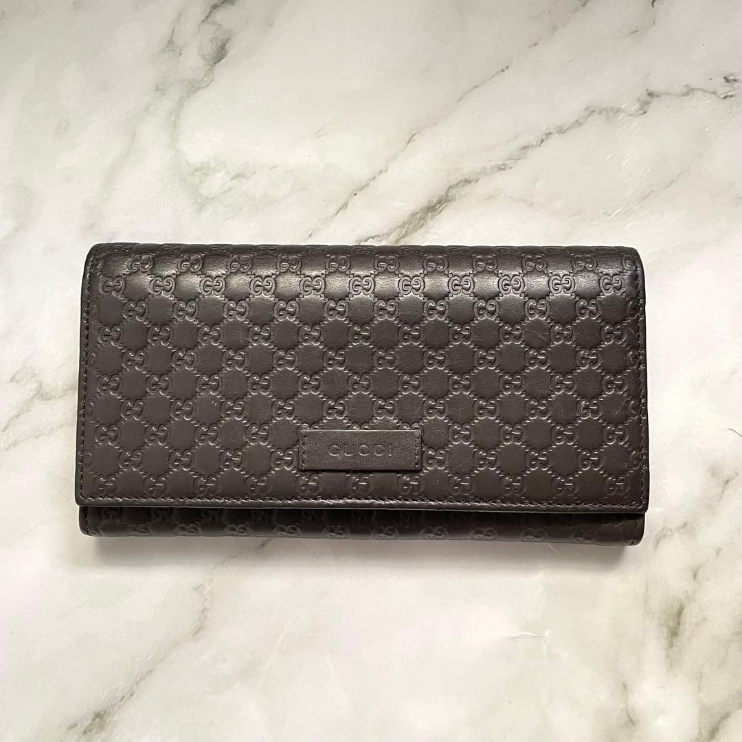 グッチ 長財布 オーガナイザー マイクロシマ GG レザー　0119-②