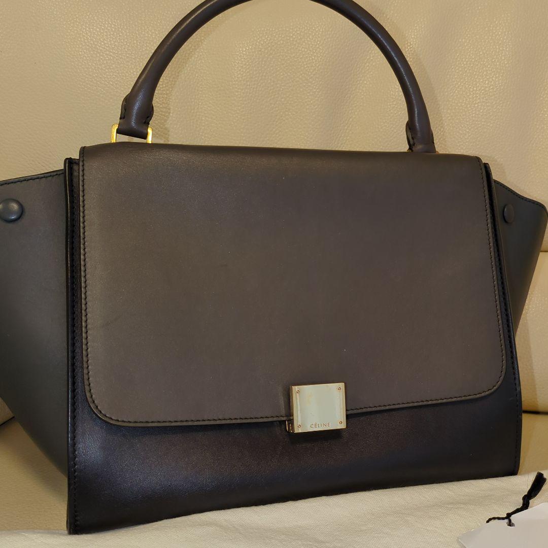 ✨美品✨セリーヌトラペラーズレザースエード２wayバッグ　ＢＬＡＣＫ！