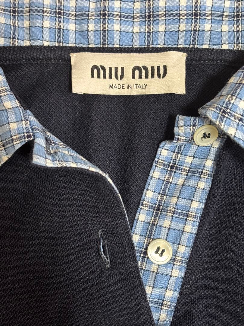 国内正規品 miumiu ミュウミュウ 半袖 ニット ポロシャツ レイヤード