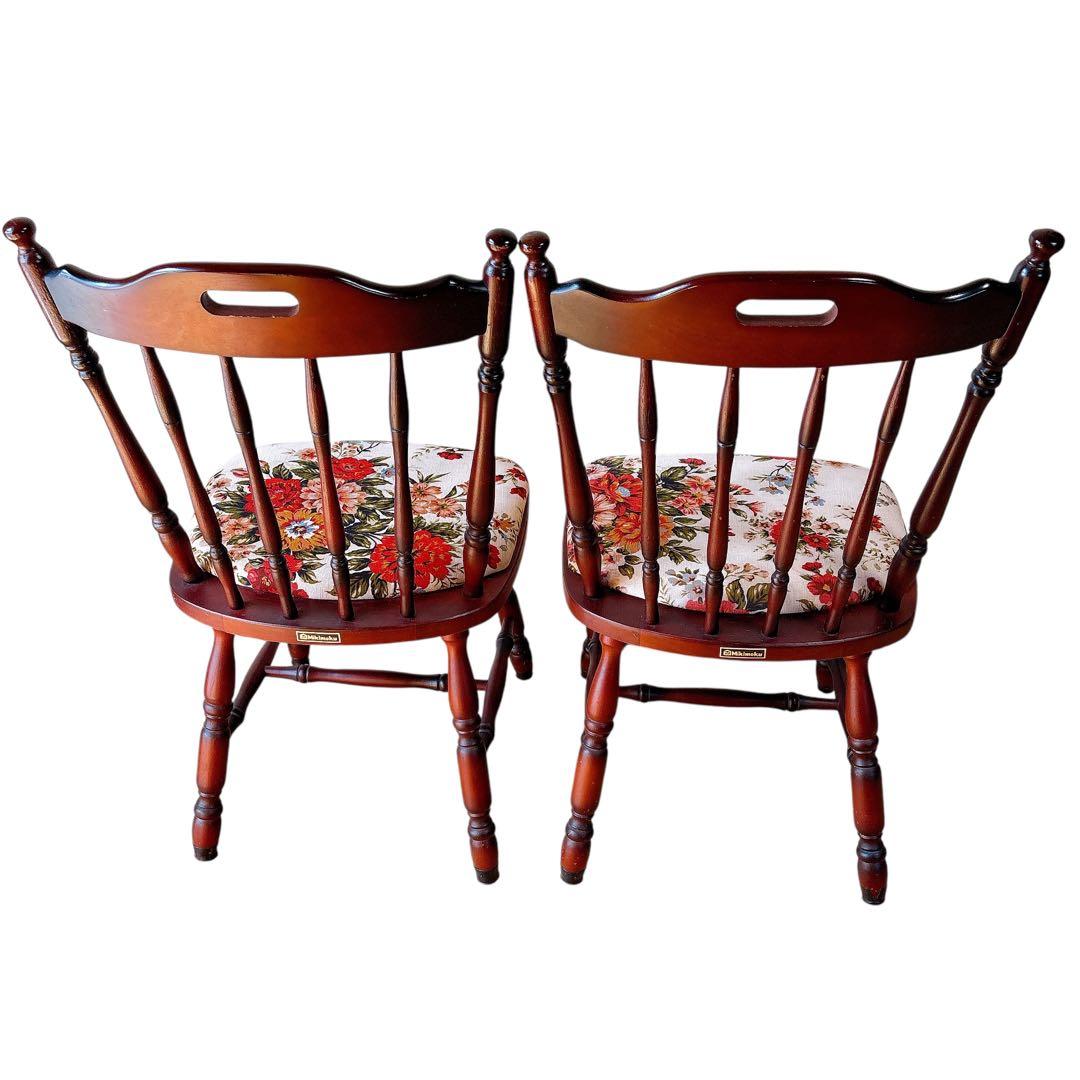 【ちひろ】① MIKIMOKU 2脚　椅子　花柄　ヴィンテージ　チェア