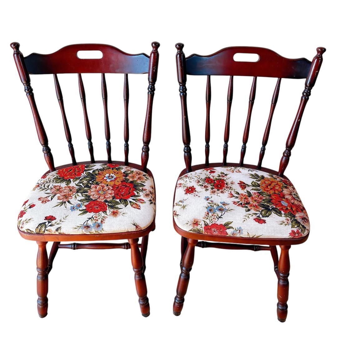 【ちひろ】① MIKIMOKU 2脚　椅子　花柄　ヴィンテージ　チェア