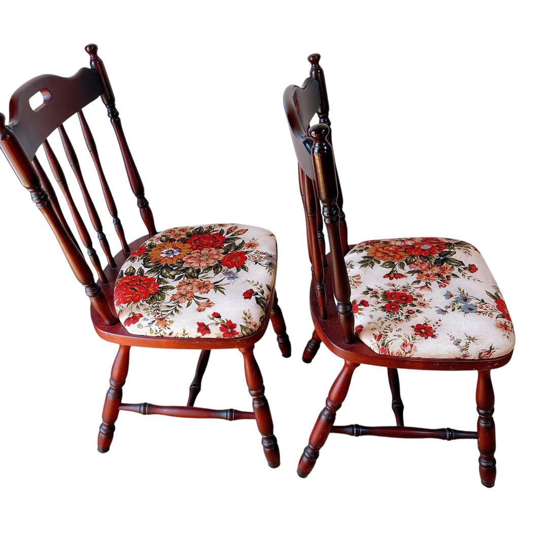 【ちひろ】① MIKIMOKU 2脚　椅子　花柄　ヴィンテージ　チェア