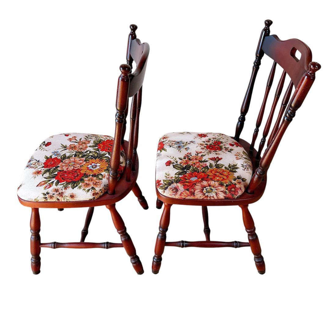 【ちひろ】① MIKIMOKU 2脚　椅子　花柄　ヴィンテージ　チェア