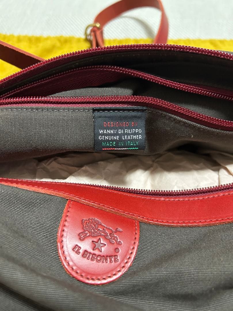 ★祝日値下❗️ILBISONTEイルビゾンテ ショルダーバッグレザー＊キャンバス地