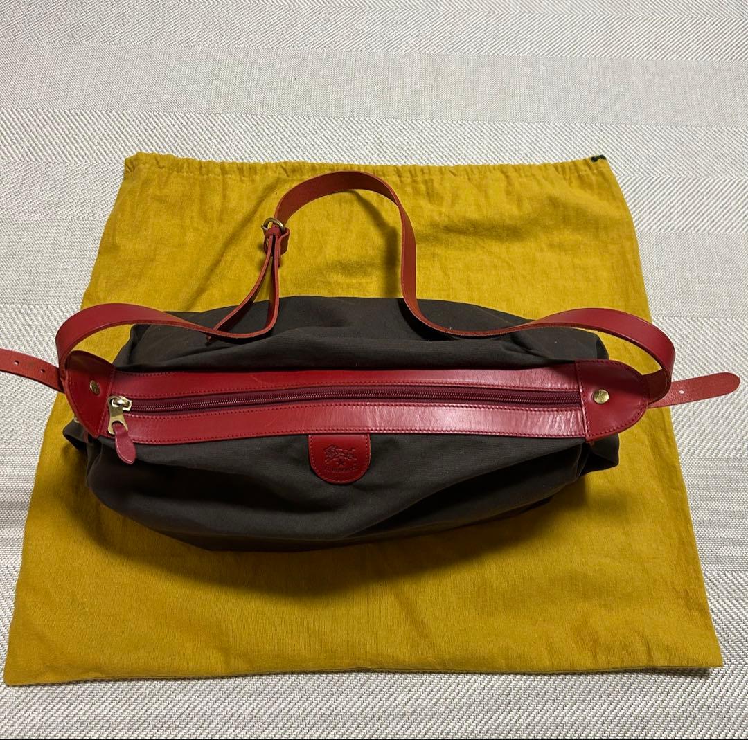 ★祝日値下❗️ILBISONTEイルビゾンテ ショルダーバッグレザー＊キャンバス地