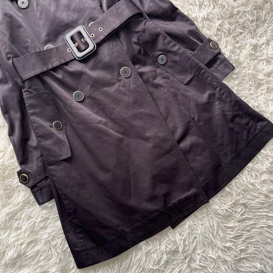 【美品】マックスマーラ ロングトレンチコート ベルト付き ダブル ブラック40