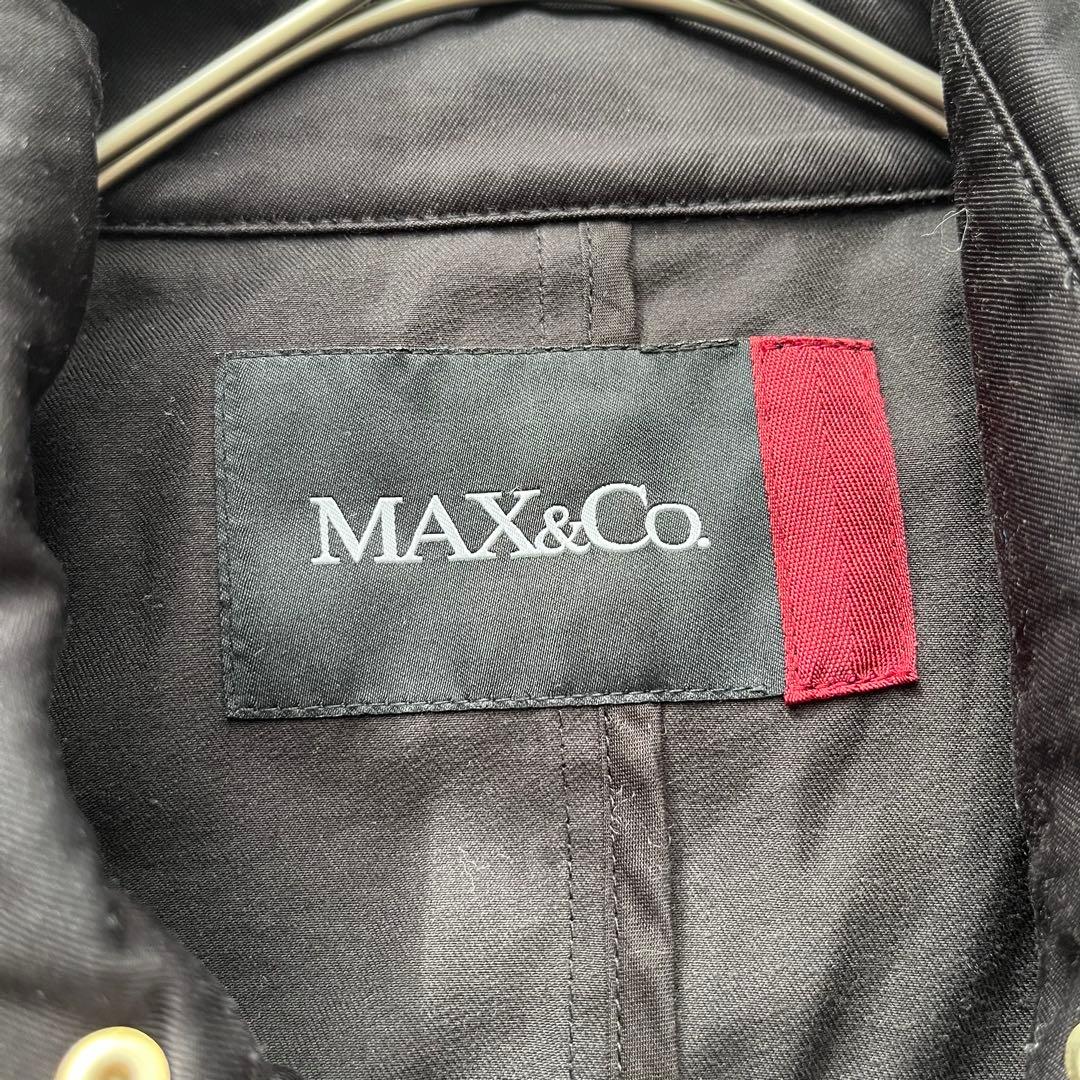 【美品】マックスマーラ ロングトレンチコート ベルト付き ダブル ブラック40