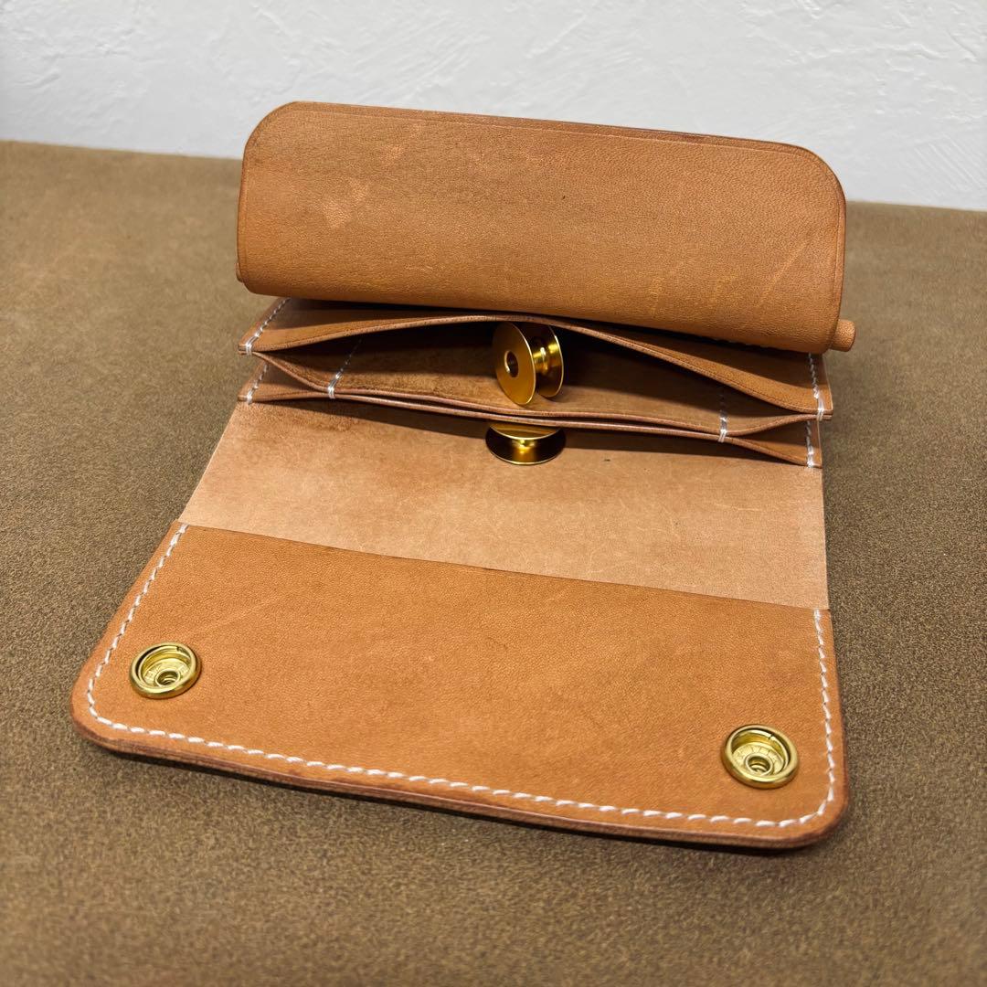 ホースバット　トラッカーウォレット　ミドル　ナチュラル　3層　Guidi