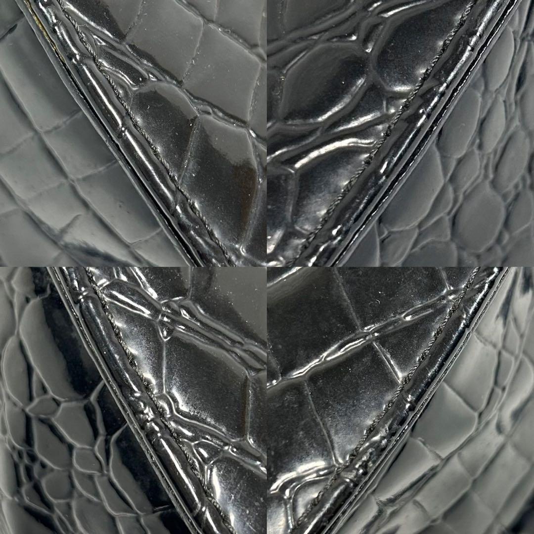 【美品】ヴィヴィアンウエストウッド ハンドバッグ レザー クロコ オーブ 黒