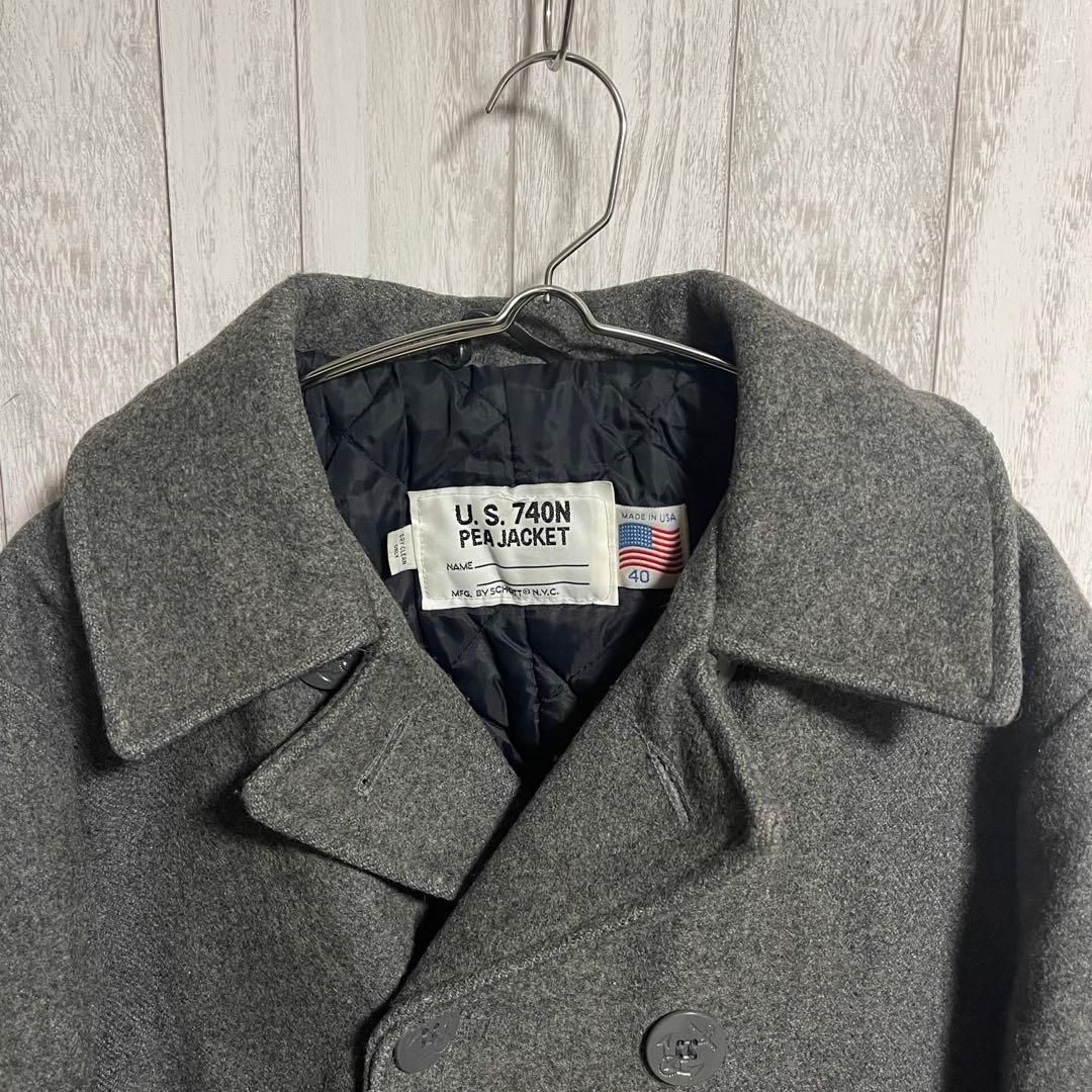 【レア】Schott ピーコート メルトン グレー キルティング　USA製 40