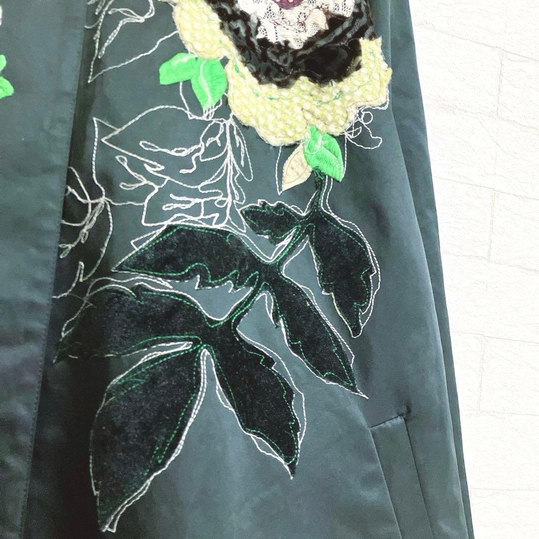 トクコプルミエヴォル 花 刺繍 オーバーサイズ コート 9号 ブラック バルーン