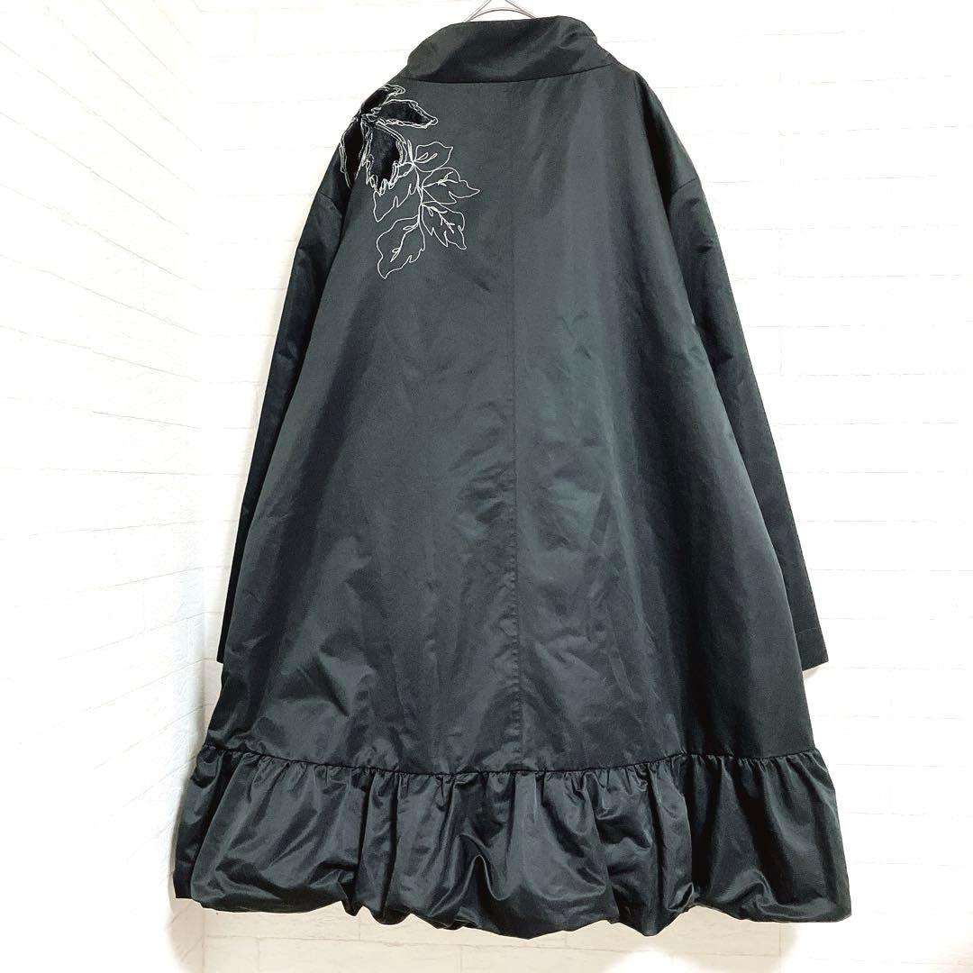 トクコプルミエヴォル 花 刺繍 オーバーサイズ コート 9号 ブラック バルーン