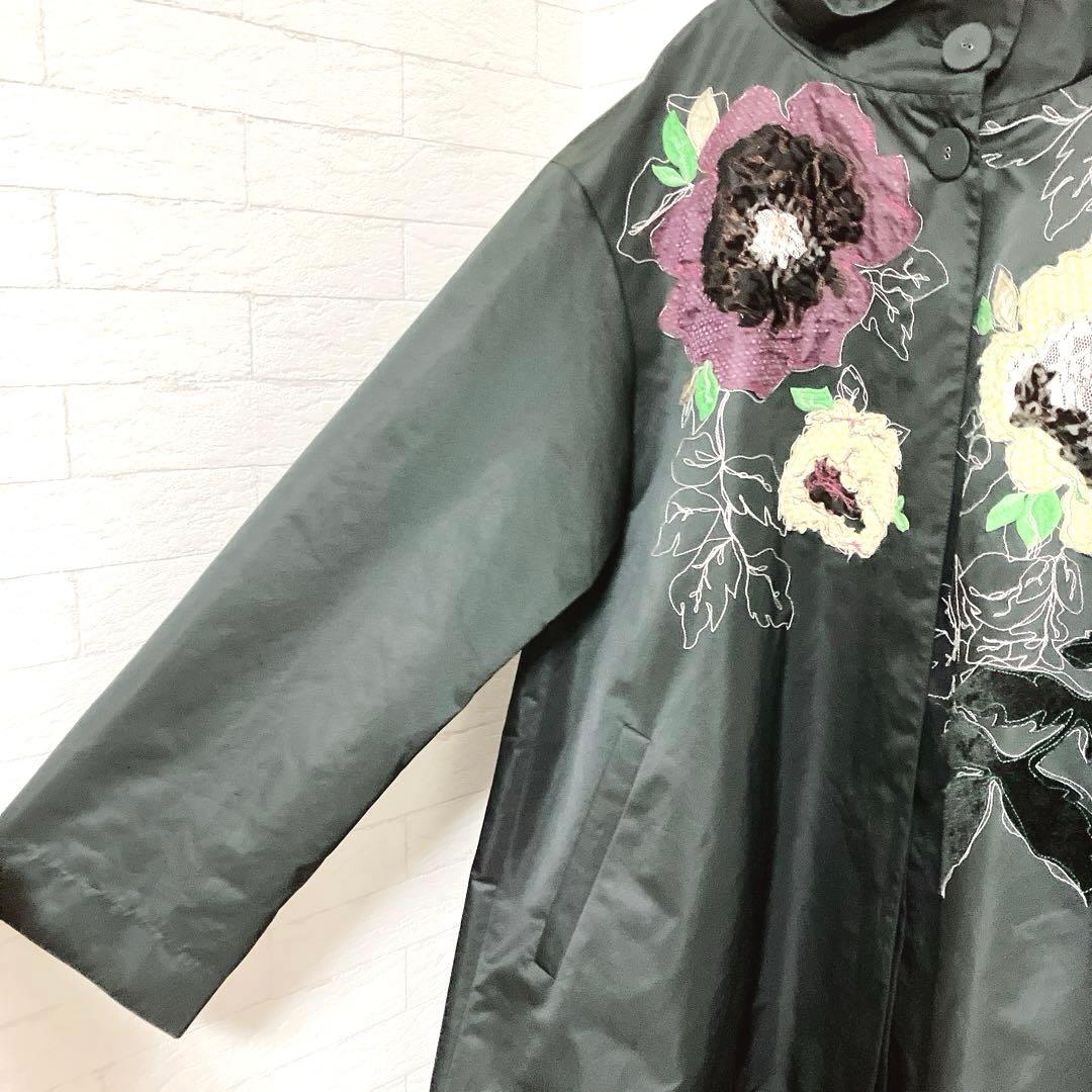 トクコプルミエヴォル 花 刺繍 オーバーサイズ コート 9号 ブラック バルーン