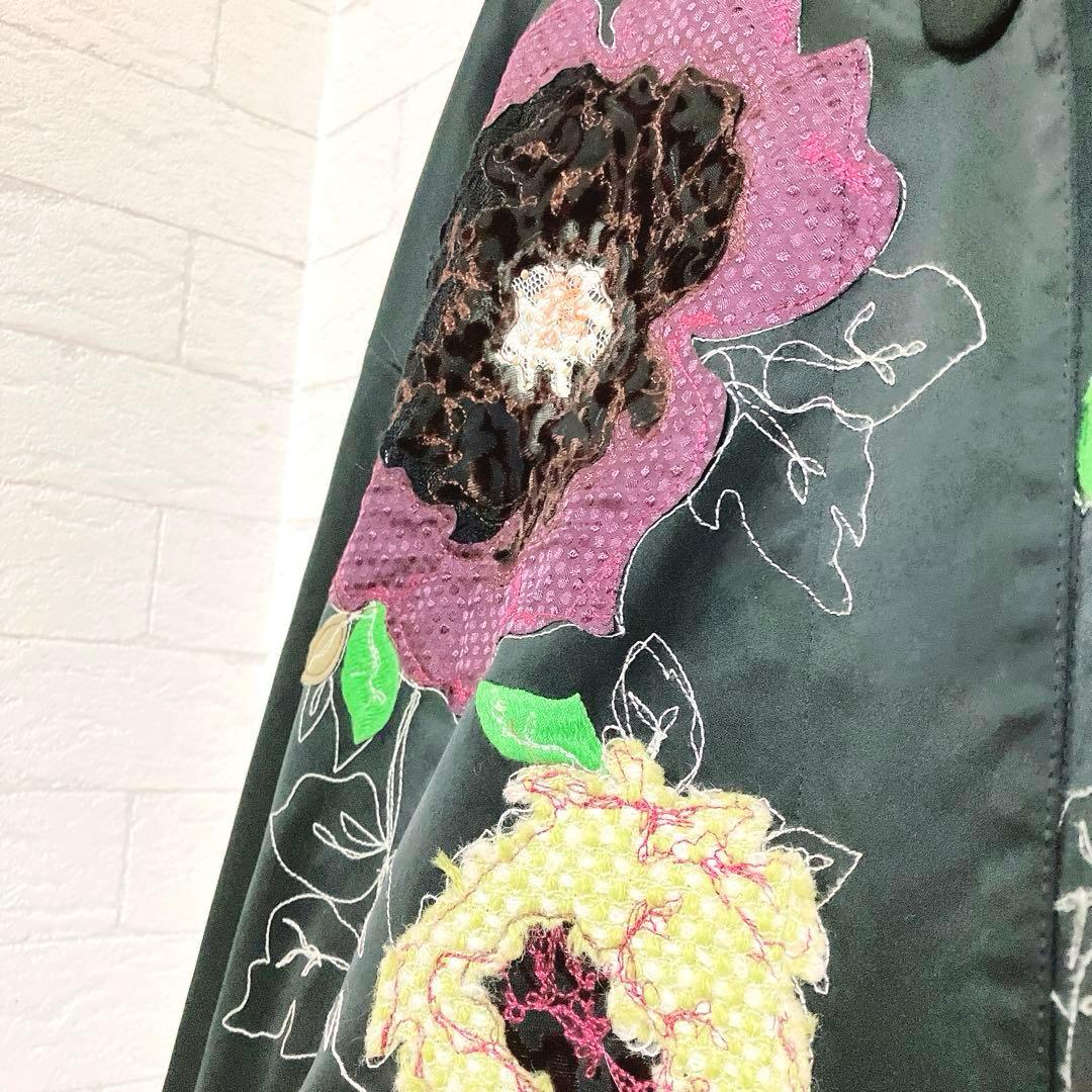 トクコプルミエヴォル 花 刺繍 オーバーサイズ コート 9号 ブラック バルーン