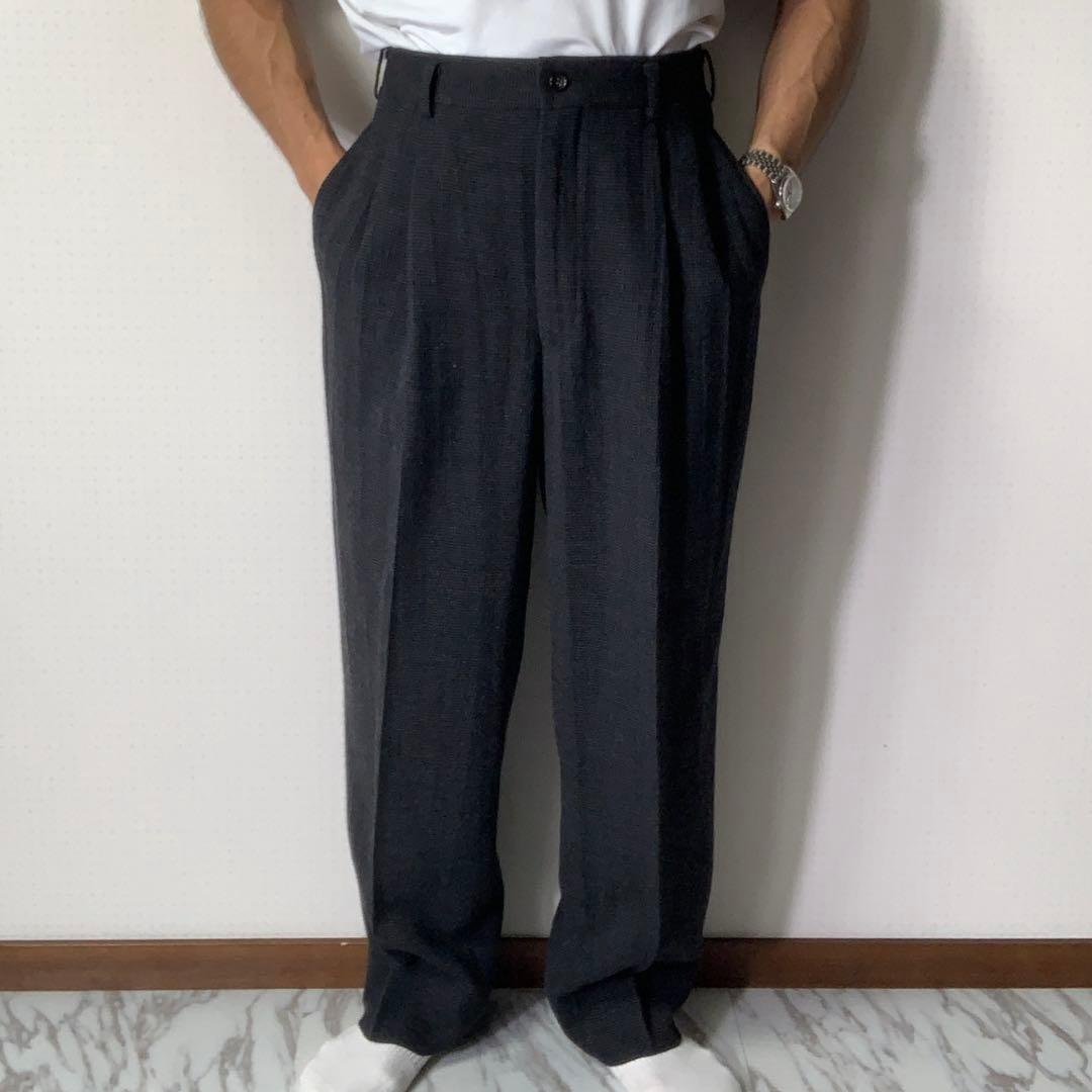 90s COMME des GARCONS ２タックワイドスラックス S ウール