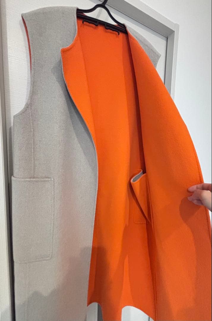 ⭐︎みきてぃ⭐︎美品⭐︎ウールダブルフェイス ノーカラーリバーシブルジレ