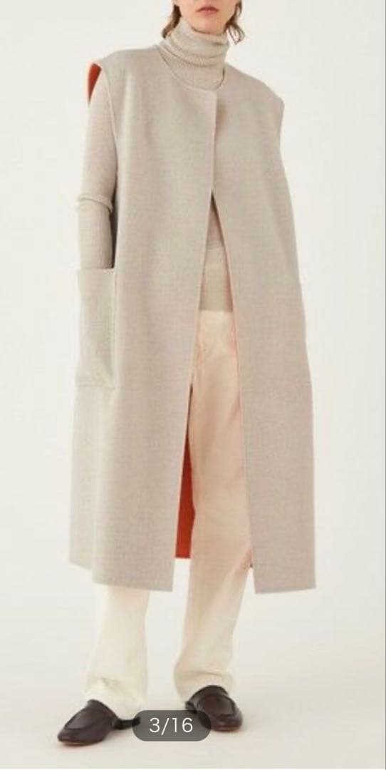 ⭐︎みきてぃ⭐︎美品⭐︎ウールダブルフェイス ノーカラーリバーシブルジレ