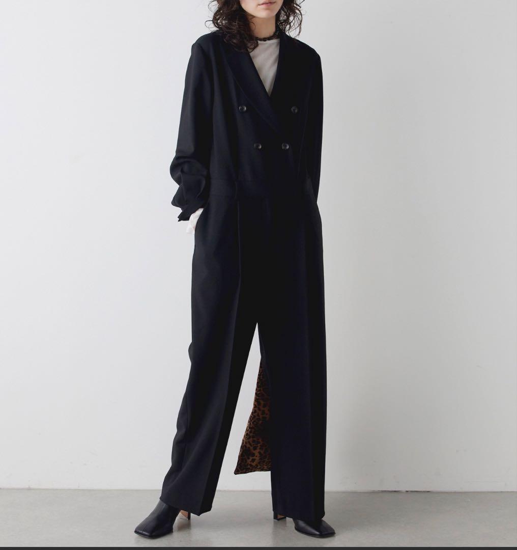 美品 ウィムガゼット THE PAUSE テーラーカラージャンプスーツ ブラック