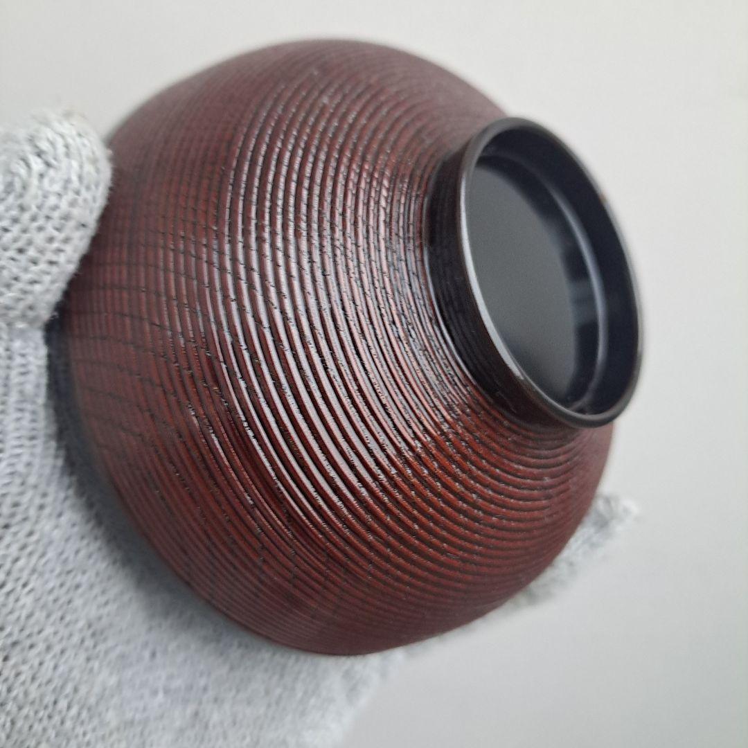 【越前\"河和田漆　千筋\"吸物椀×5客】天然木製　見返し\"波千鳥蒔絵　未使用品