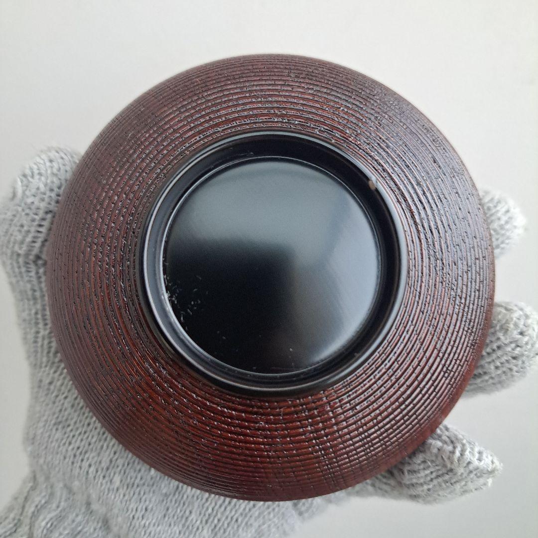 【越前\"河和田漆　千筋\"吸物椀×5客】天然木製　見返し\"波千鳥蒔絵　未使用品