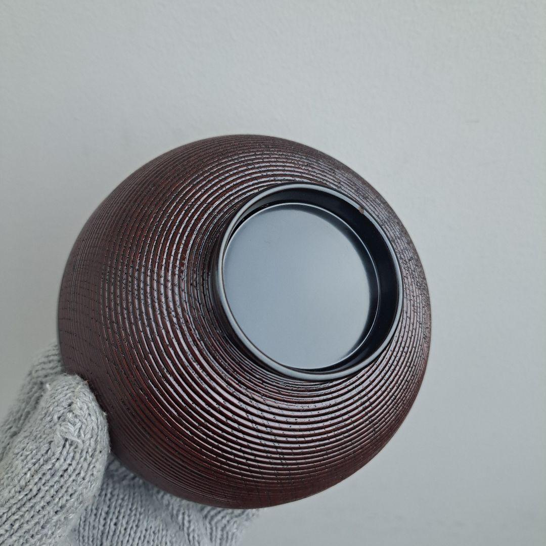 【越前\"河和田漆　千筋\"吸物椀×5客】天然木製　見返し\"波千鳥蒔絵　未使用品