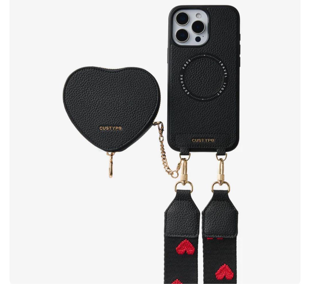 ☆　iPhone16 CUSTYPE ハート型ケースとストラップセット