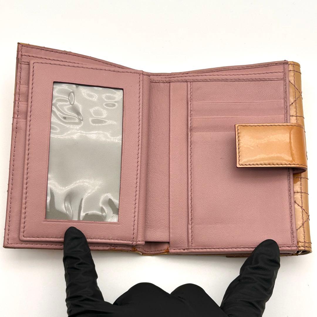 Christian Dior ディオール 二つ折り財布 エナメル レザー 良品