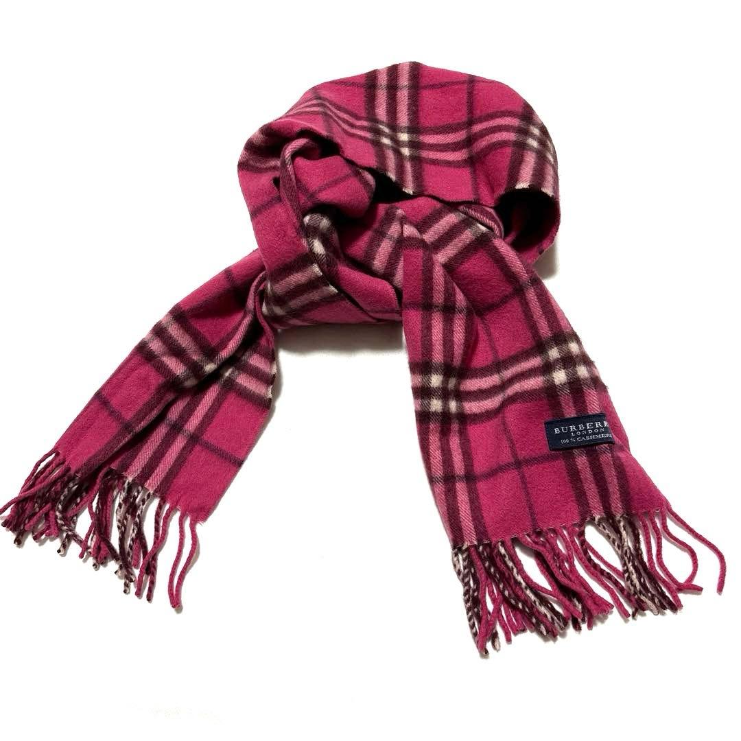 超希少カラー✨バーバリー　マフラー　ピンク　ノバチェック　カシミヤ　美品