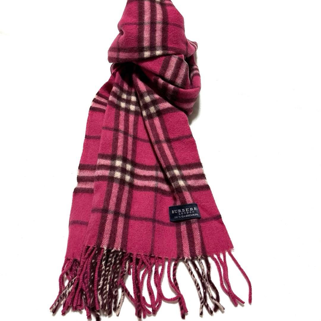 超希少カラー✨バーバリー　マフラー　ピンク　ノバチェック　カシミヤ　美品