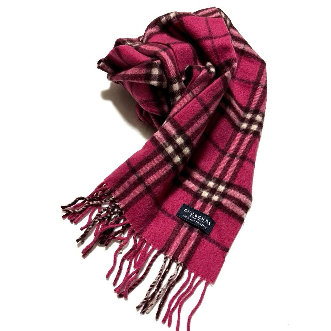 超希少カラー✨バーバリー　マフラー　ピンク　ノバチェック　カシミヤ　美品