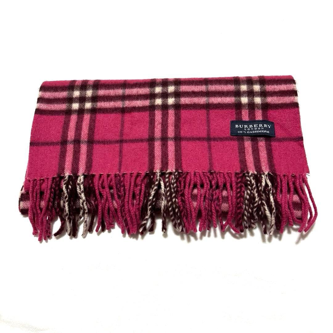 超希少カラー✨バーバリー　マフラー　ピンク　ノバチェック　カシミヤ　美品