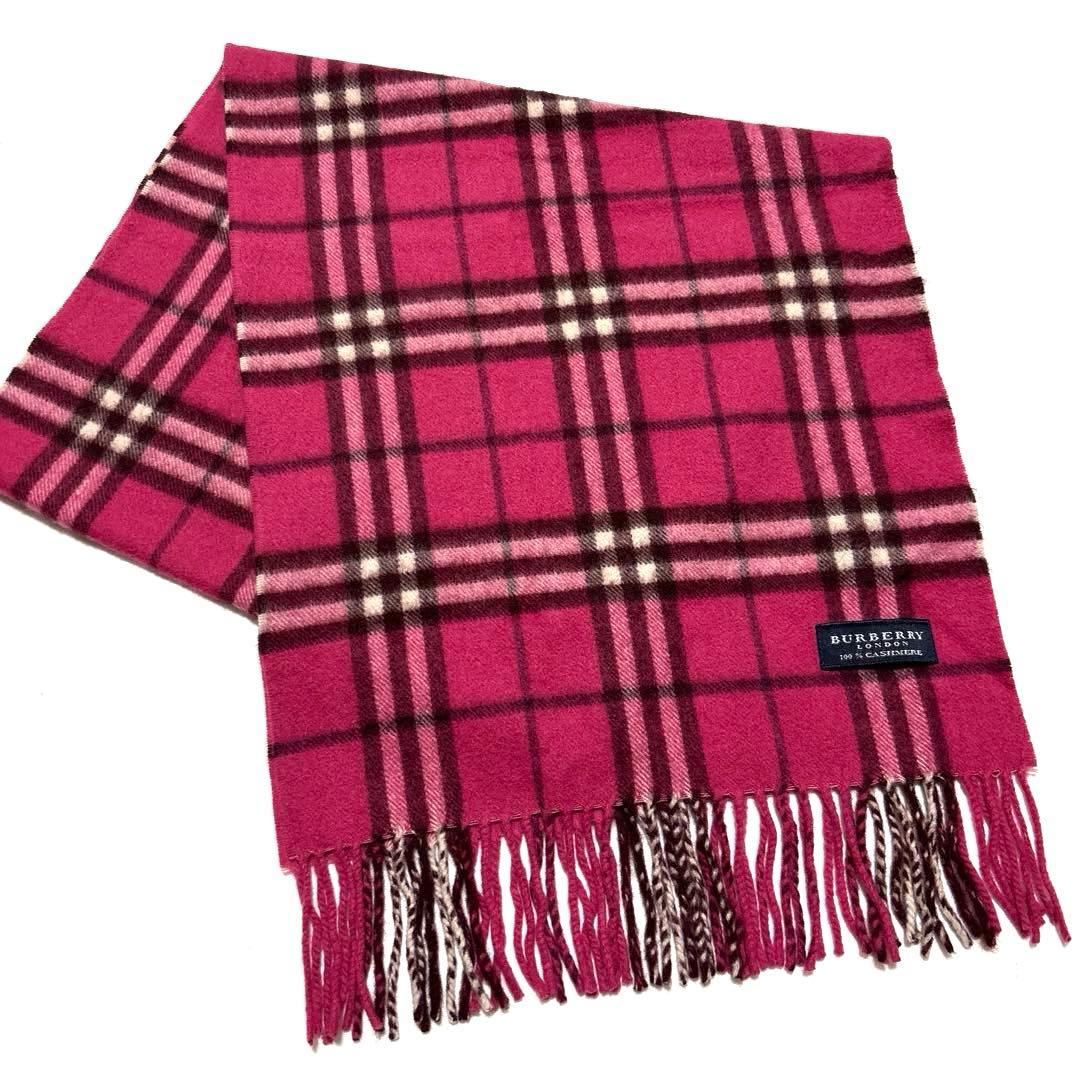 超希少カラー✨バーバリー　マフラー　ピンク　ノバチェック　カシミヤ　美品