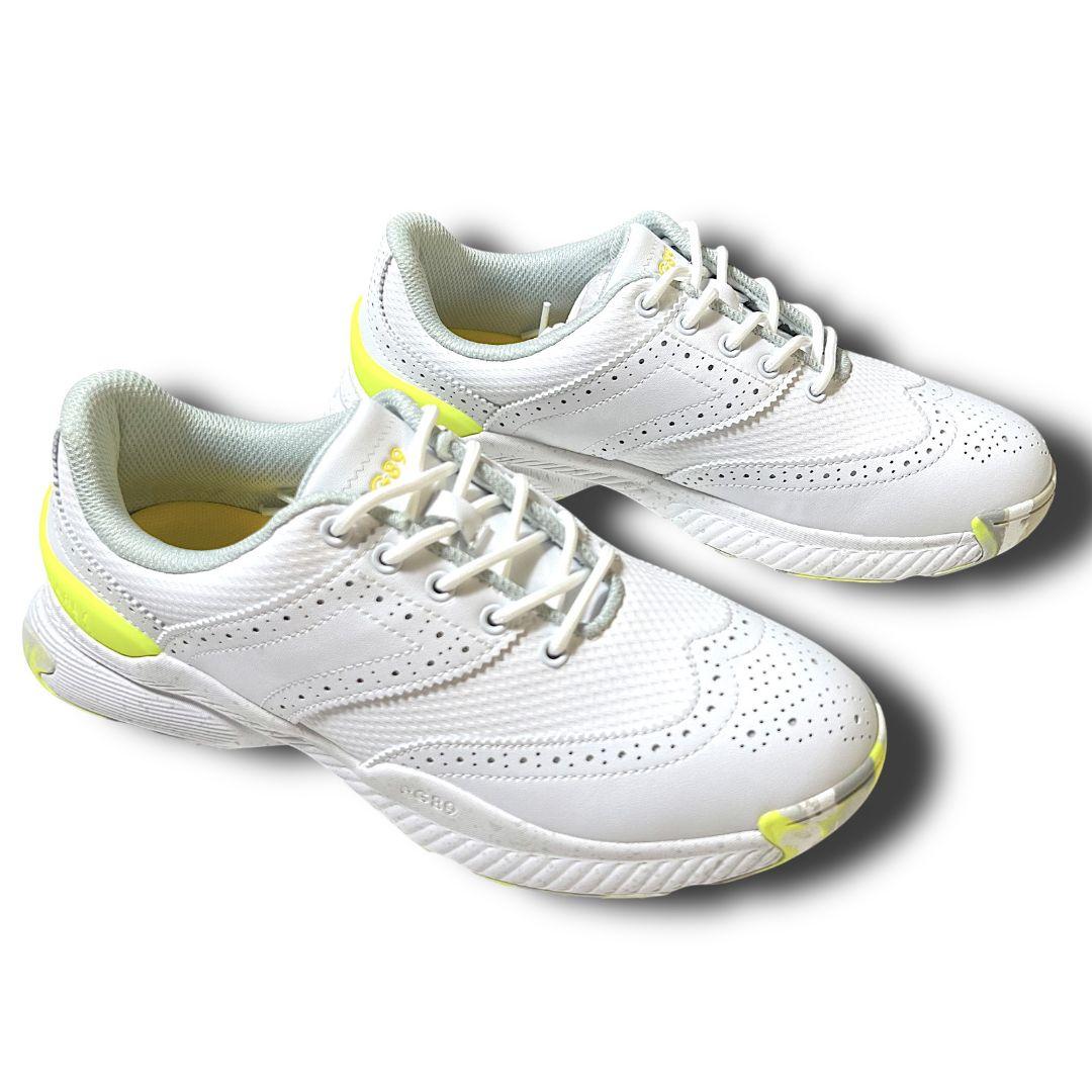 パーリーゲイツ ウィングチップTYPE スパイクレス ゴルフシューズ 白×黄色