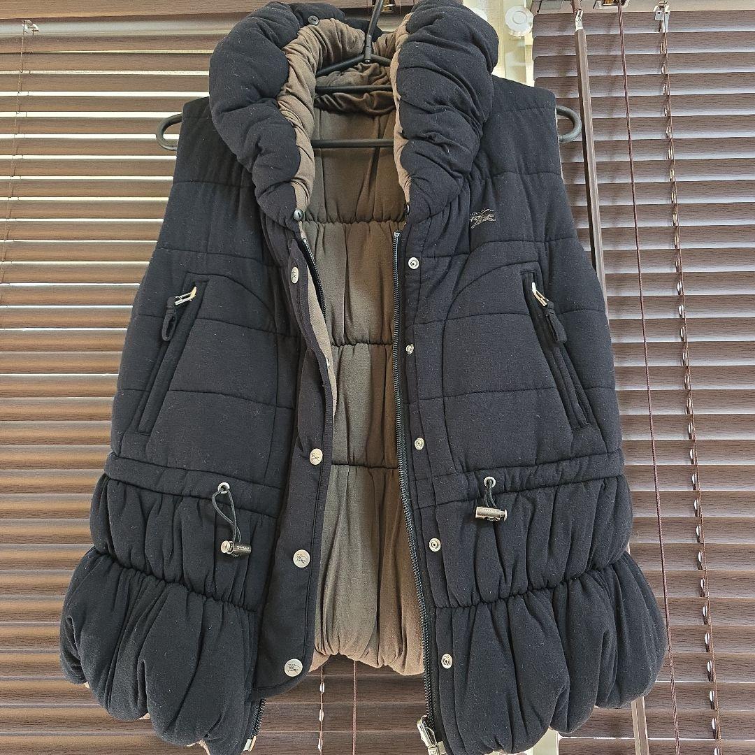 リバーシブルベストバーバリーブルーレーベル 38 ブラック カーキ 2way