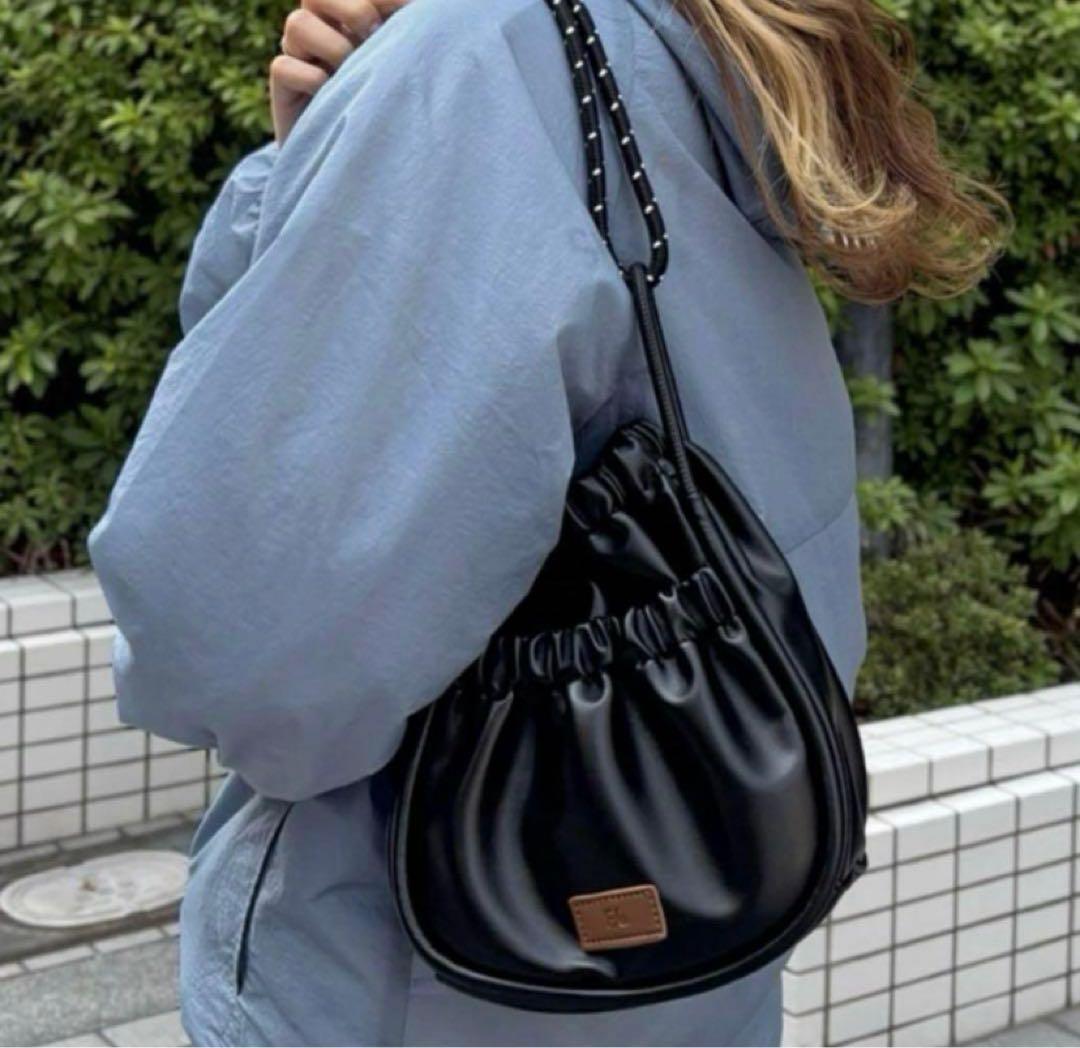 CPCM FUKA'S企画　PUパラコードギャザーミニショルダーバッグ ブラック