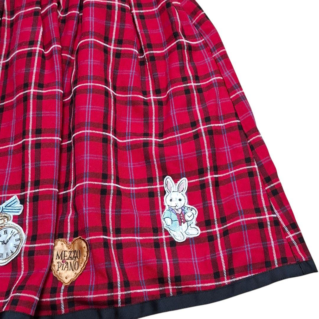 メゾピアノ　アリス柄ワンピース　ジャンパースカート　140 チェック