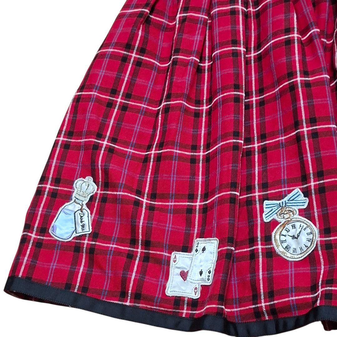 メゾピアノ　アリス柄ワンピース　ジャンパースカート　140 チェック