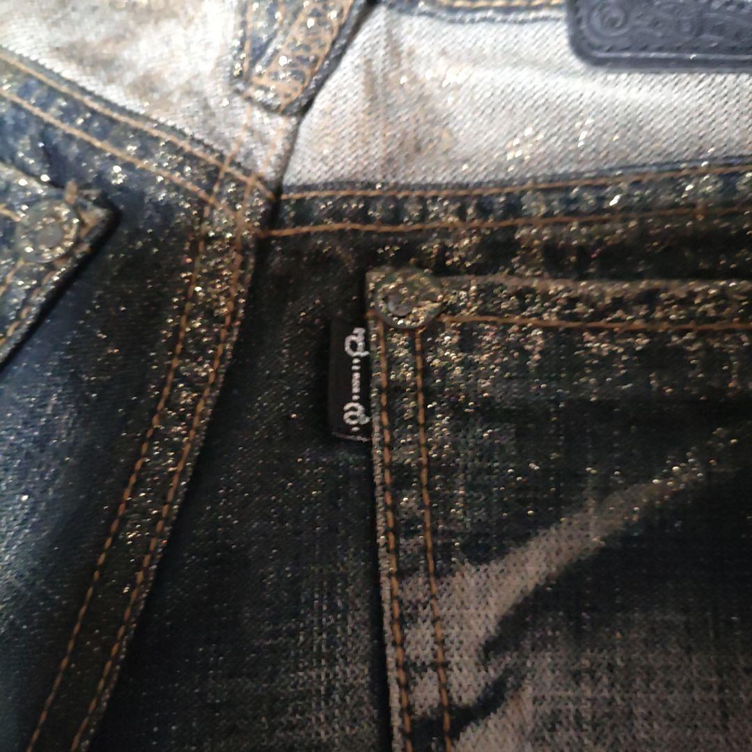 ダメージ加工 星柄 ダークブルーショートパンツ　23インチ