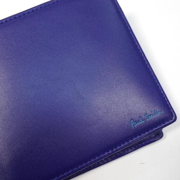 ポールスミス 2折財布 ベラ付き ブルー カラフルクラシックライトブルーライン