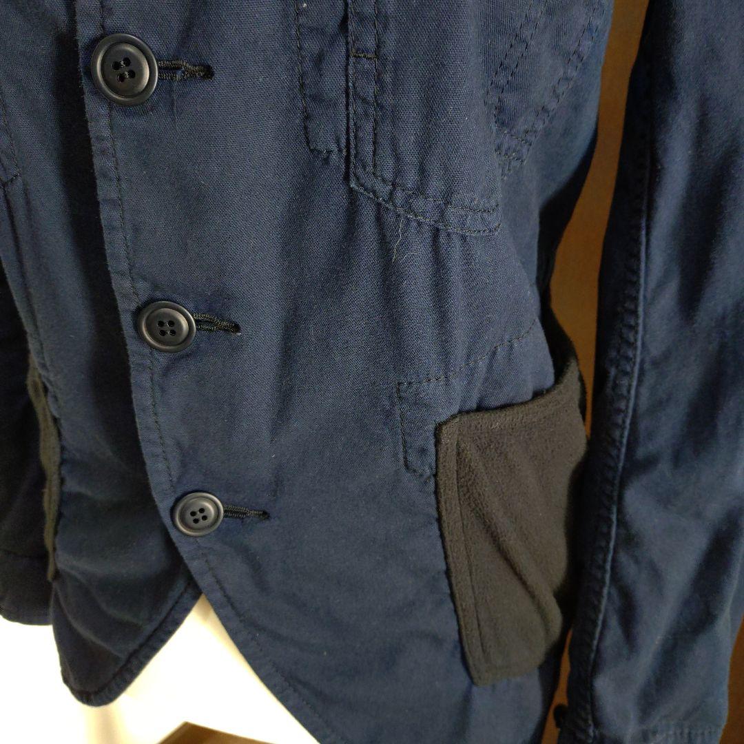 ブラックコムデギャルソン　ネイビー テーラードジャケット コットン混紡