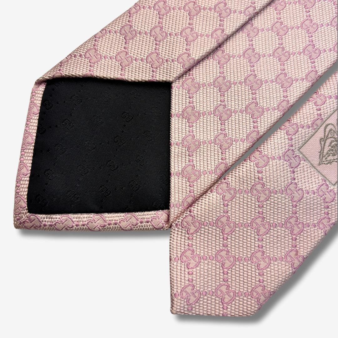GUCCI シルクネクタイ GG柄 モノグラム ピンク