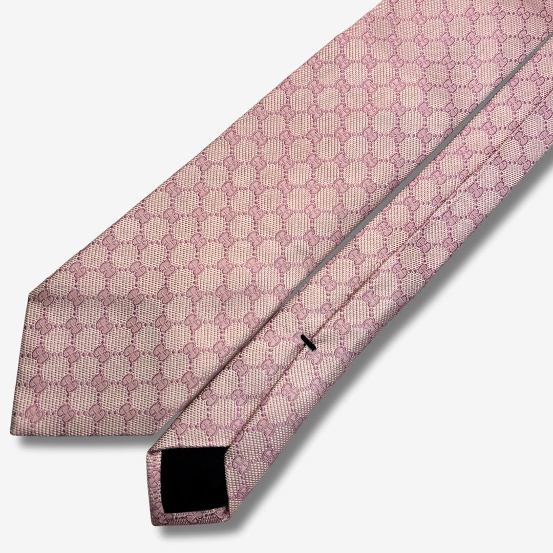 GUCCI シルクネクタイ GG柄 モノグラム ピンク