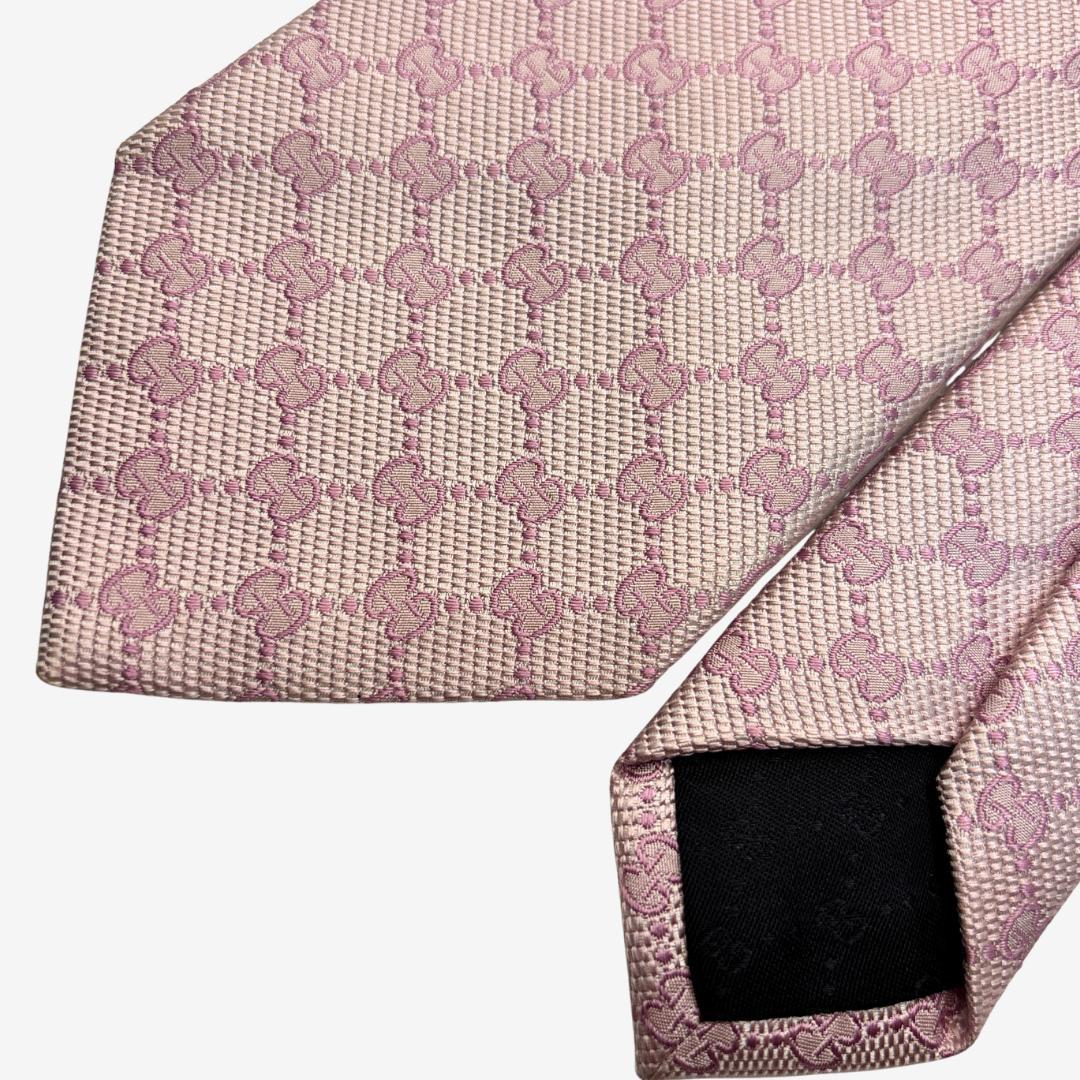 GUCCI シルクネクタイ GG柄 モノグラム ピンク