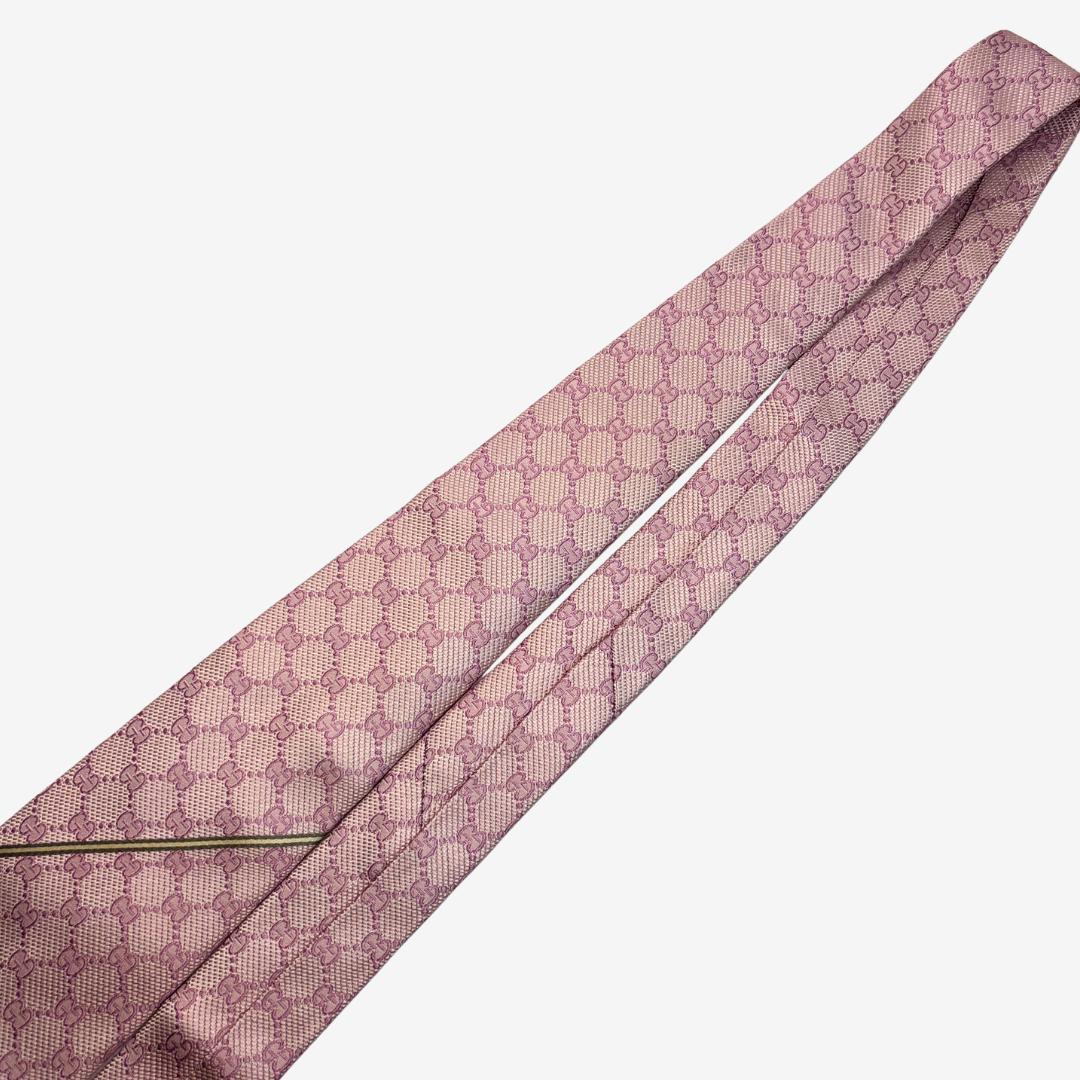 GUCCI シルクネクタイ GG柄 モノグラム ピンク
