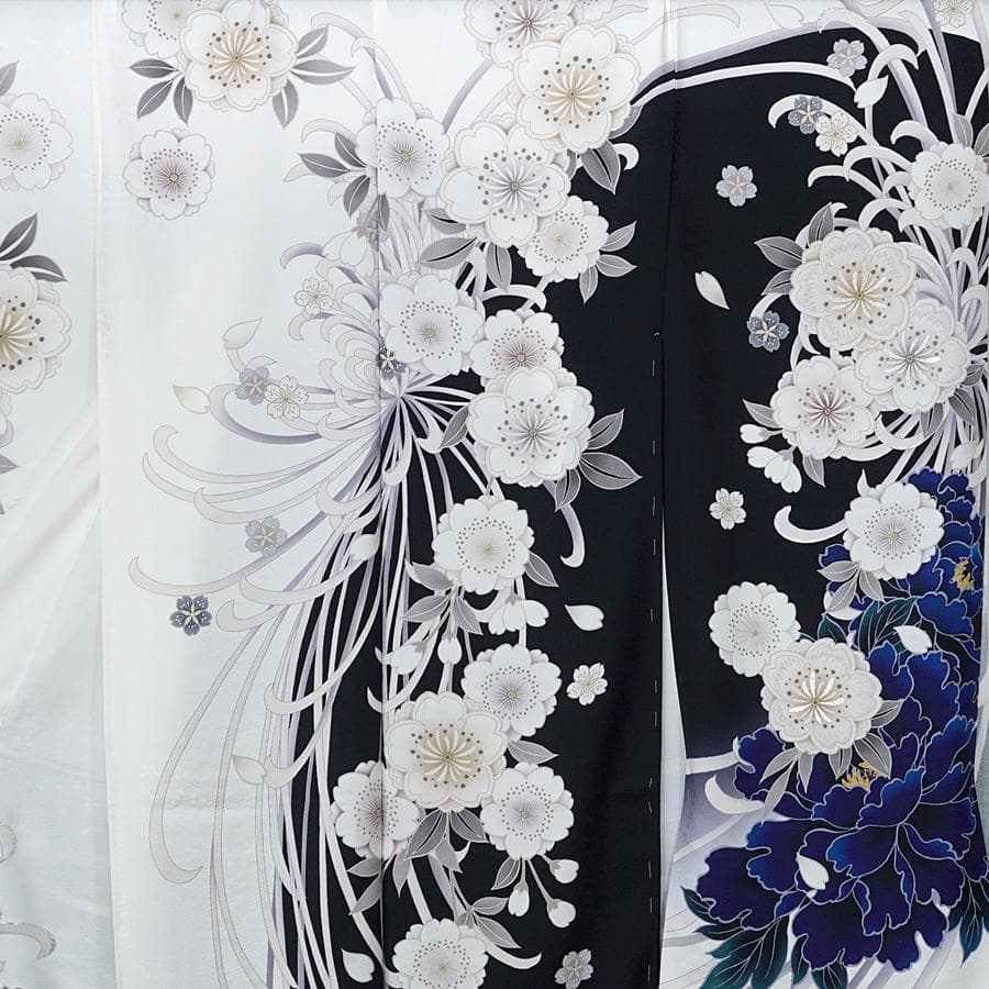 専用　ご予約　振袖　牡丹　白地　銀彩ラメ　ホワイト　シルバー　未仕立て　仮絵羽