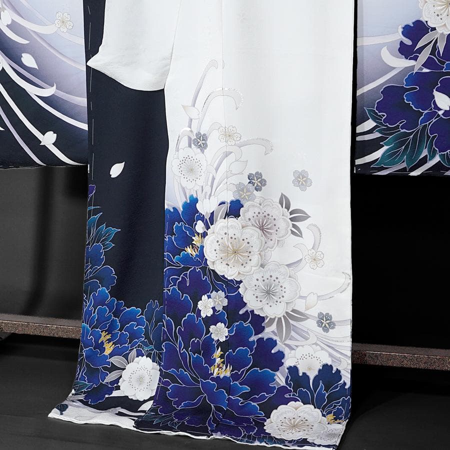 専用　ご予約　振袖　牡丹　白地　銀彩ラメ　ホワイト　シルバー　未仕立て　仮絵羽