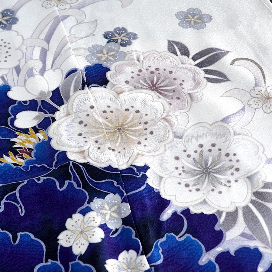 専用　ご予約　振袖　牡丹　白地　銀彩ラメ　ホワイト　シルバー　未仕立て　仮絵羽