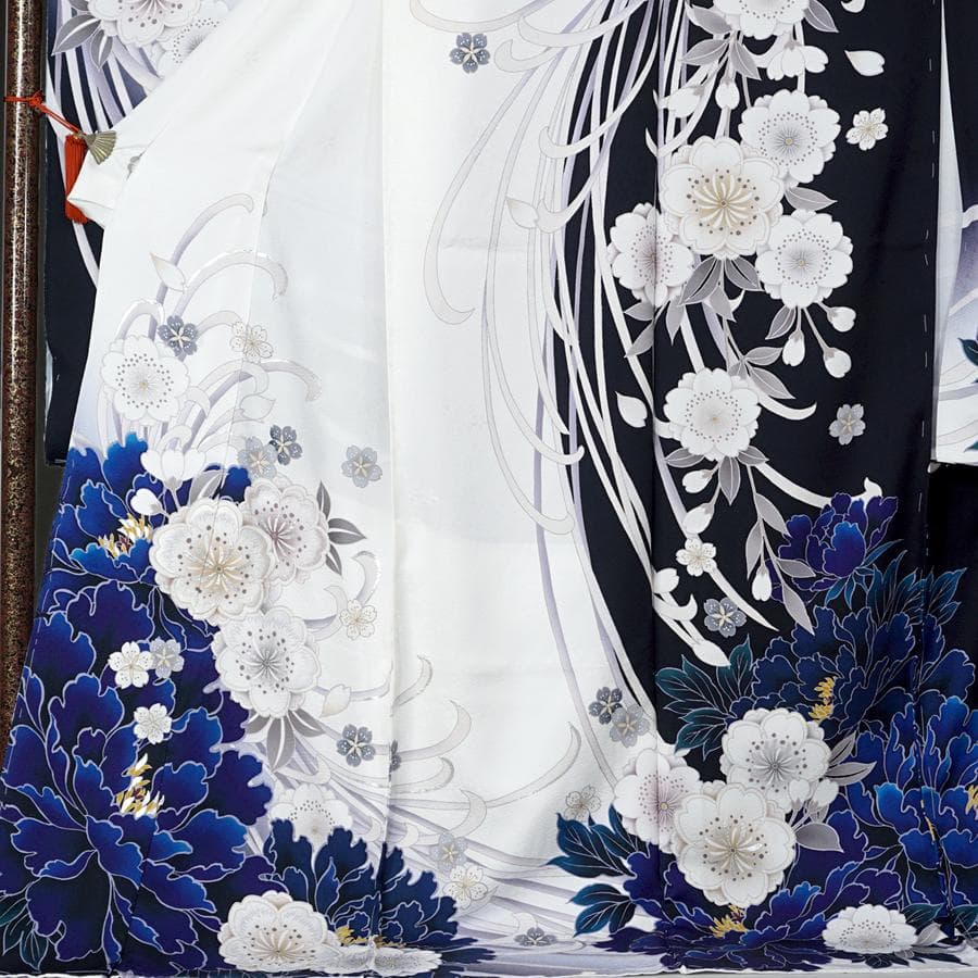 専用　ご予約　振袖　牡丹　白地　銀彩ラメ　ホワイト　シルバー　未仕立て　仮絵羽
